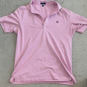Peter Millar Pink and White Striped Polo Shirt